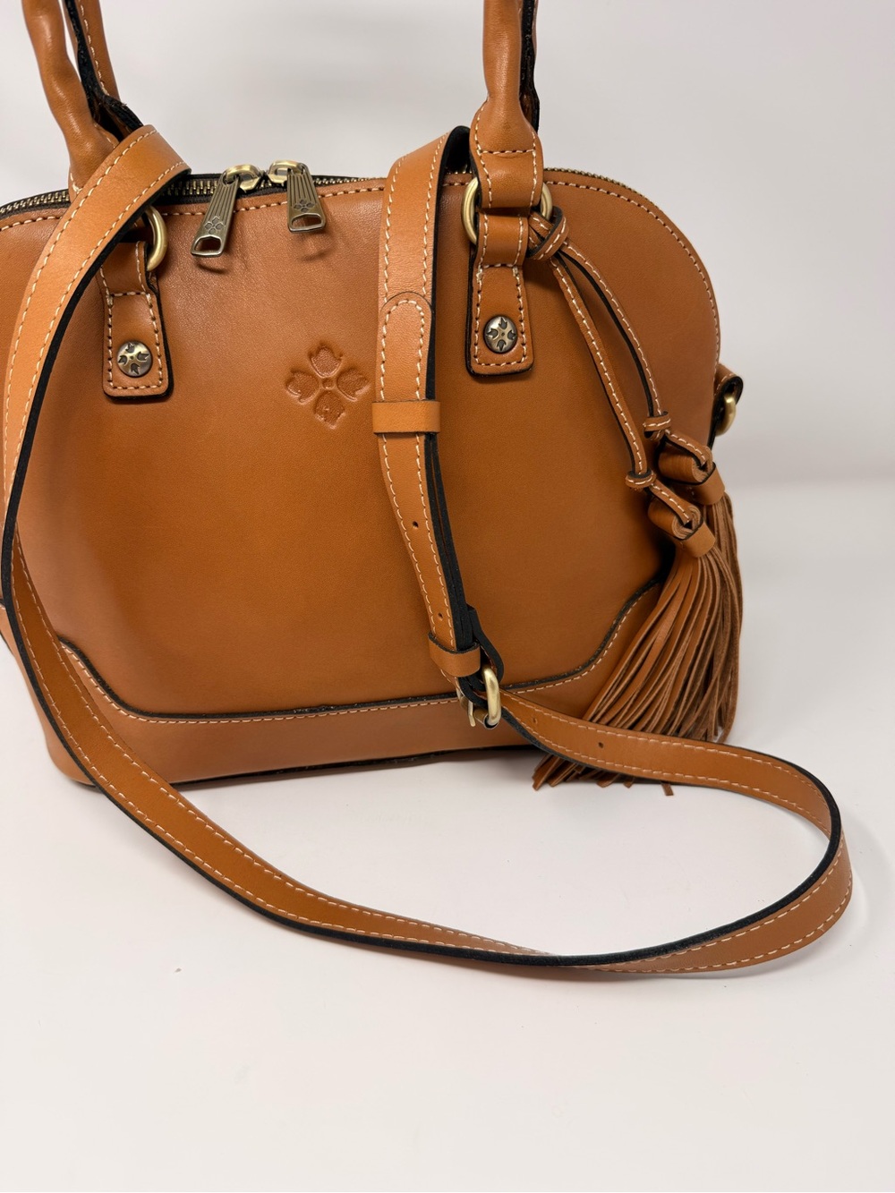 Patricia Nash Caramel Dome Satchel with Tassel - Picture 5 of 13